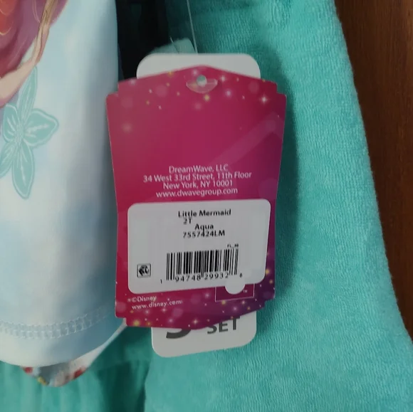 Disney Little Mermaid Girls Aqua Tankini with Ariel Accent - Picture 7 of 10